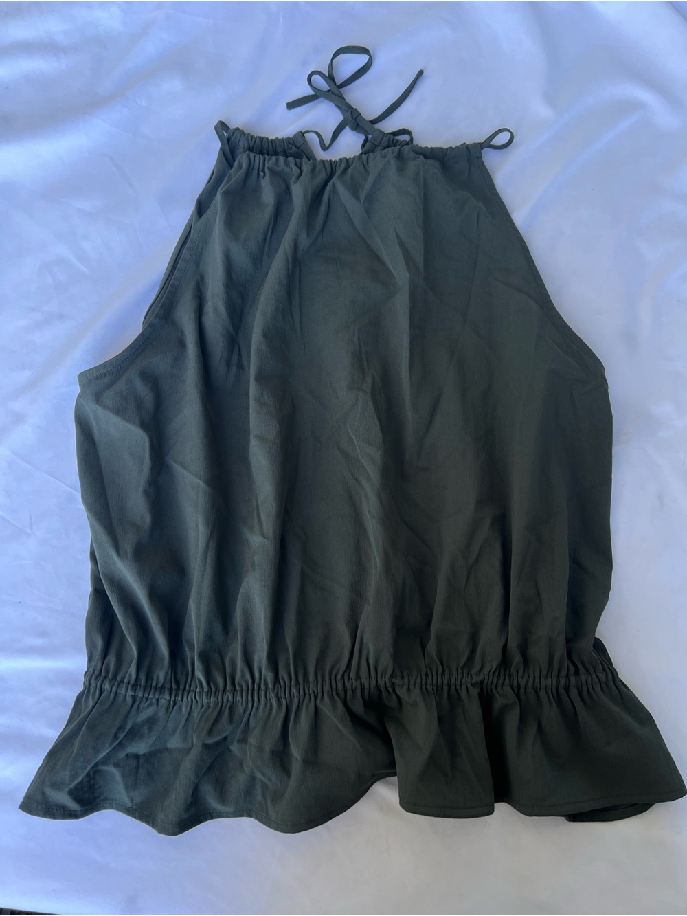 I.N.C. Earth International Concepts Olive Green Halter Neck Top Inc XL Peplum